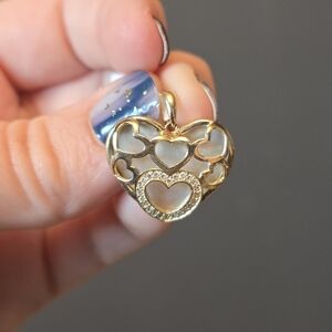 10k Yellow Gold Mother Of Pearl Heart Pendant